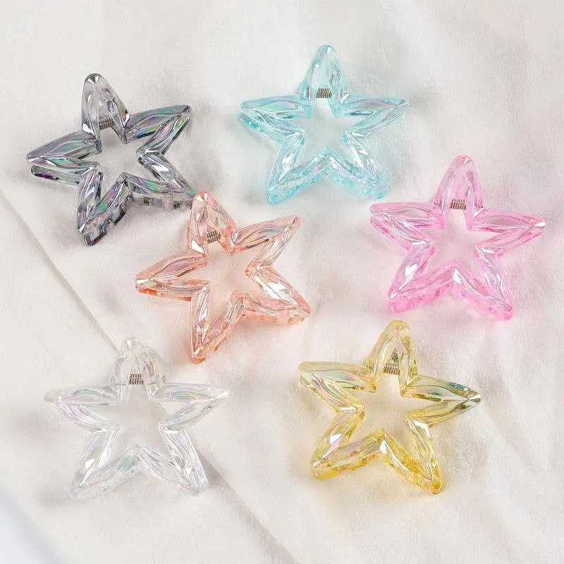 Korean Style Star Hair Clip Half Updo Shark Clamp Candy Color Personality Bun Clip Cartoon Style Acrylic Material From China