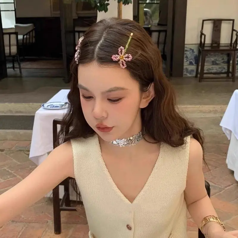 Korean Style Sweet Floral Hair Clips Side Bangs Hair Accessories Girls Hairpins Fashionable Hair Decorations