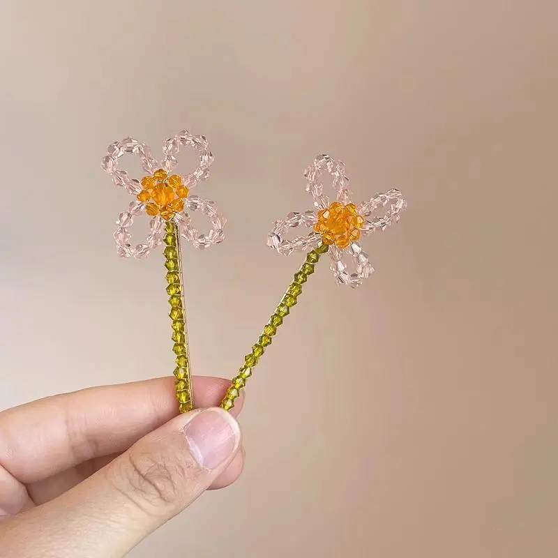 Korean Style Sweet Floral Hair Clips Side Bangs Hair Accessories Girls Hairpins Fashionable Hair Decorations