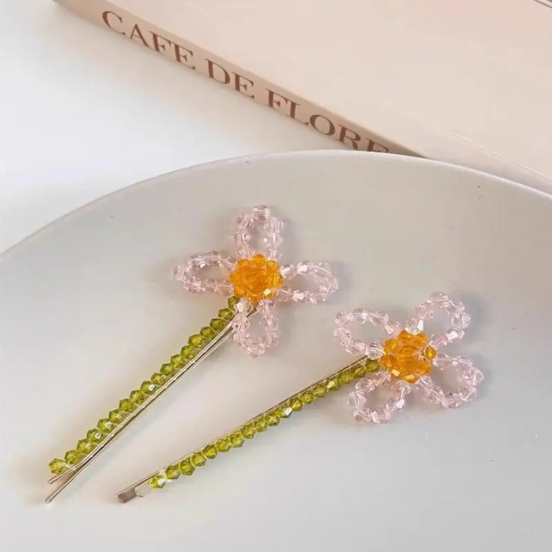 Korean Style Sweet Floral Hair Clips Side Bangs Hair Accessories Girls Hairpins Fashionable Hair Decorations