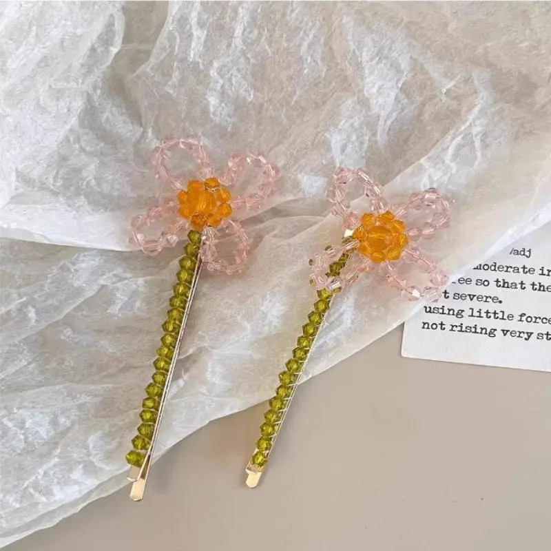 Korean Style Sweet Floral Hair Clips Side Bangs Hair Accessories Girls Hairpins Fashionable Hair Decorations