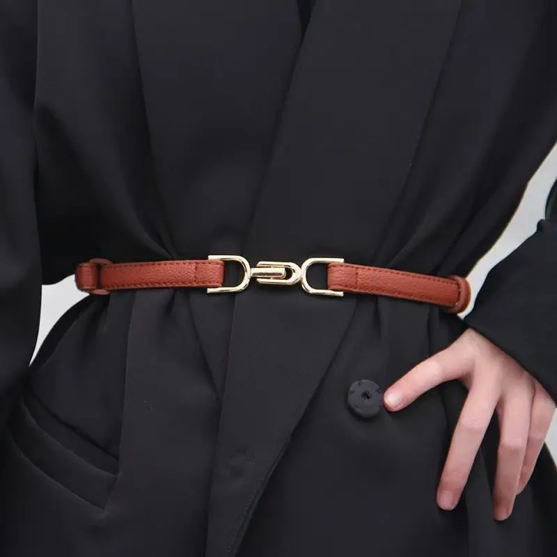 1PC Women's Fashion Adjustable Thin Belt in Plutonium Leather with Alloy Buckle; Ladies Dress Accessories