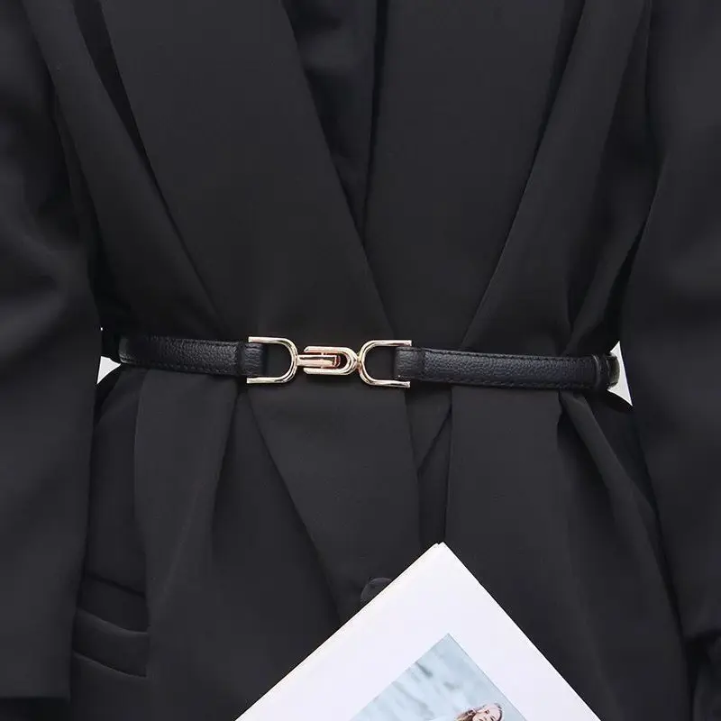 1PC Women's Fashion Adjustable Thin Belt in Plutonium Leather with Alloy Buckle; Ladies Dress Accessories
