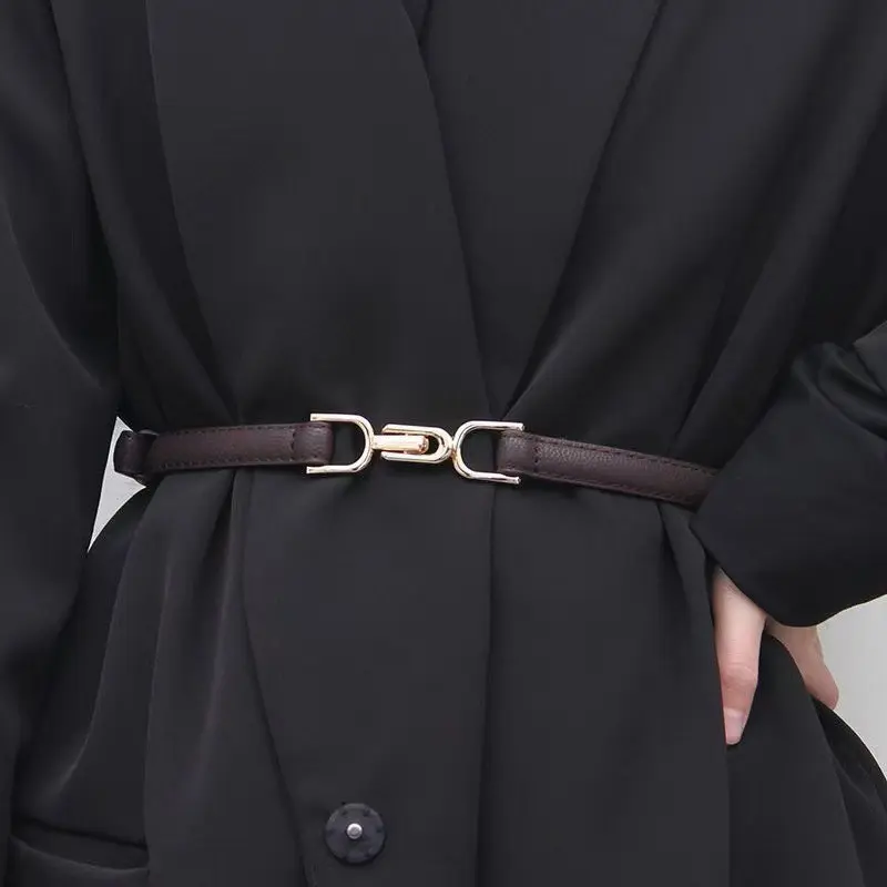 1PC Women's Fashion Adjustable Thin Belt in Plutonium Leather with Alloy Buckle; Ladies Dress Accessories