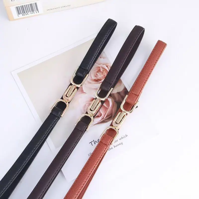 1PC Women's Fashion Adjustable Thin Belt in Plutonium Leather with Alloy Buckle; Ladies Dress Accessories