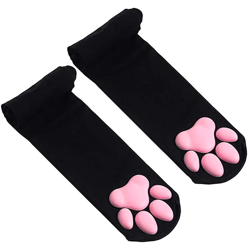 Cat Paw Pad Sock Pink Cute Lolita Thigh High Socks For Girls Kids Women Cosplay 3D Kitten Claw Stockings