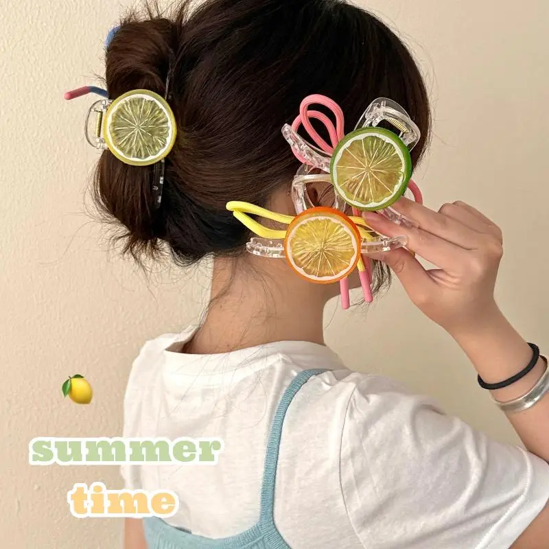 Delightful Lemon Ponytail Shark Clip; Lovely Bow Hair Claw; High-Quality Girls Hairpin; Chic Hair Accessories; Perfect Present