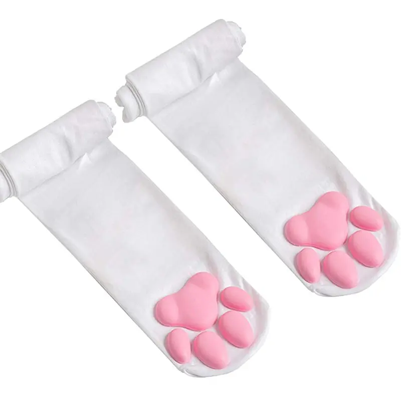 Cat Paw Pad Sock Pink Cute Lolita Thigh High Socks For Girls Kids Women Cosplay 3D Kitten Claw Stockings