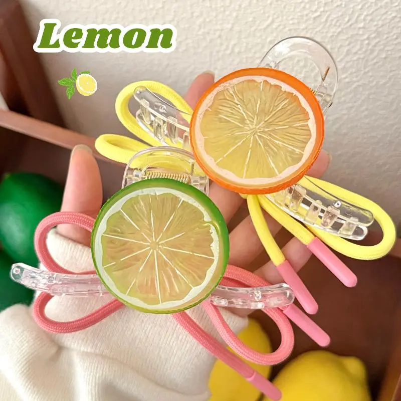Delightful Lemon Ponytail Shark Clip; Lovely Bow Hair Claw; High-Quality Girls Hairpin; Chic Hair Accessories; Perfect Present