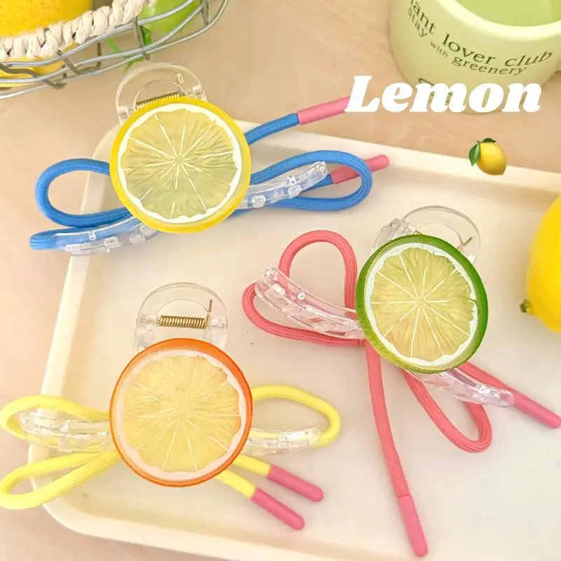 Delightful Lemon Ponytail Shark Clip; Lovely Bow Hair Claw; High-Quality Girls Hairpin; Chic Hair Accessories; Perfect Present