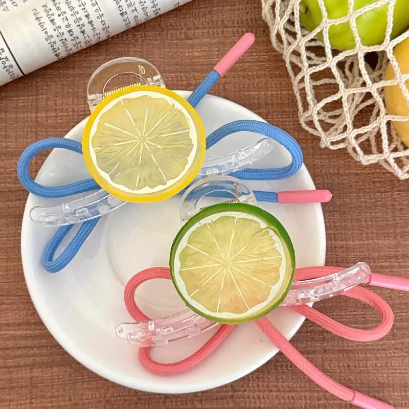 Delightful Lemon Ponytail Shark Clip; Lovely Bow Hair Claw; High-Quality Girls Hairpin; Chic Hair Accessories; Perfect Present