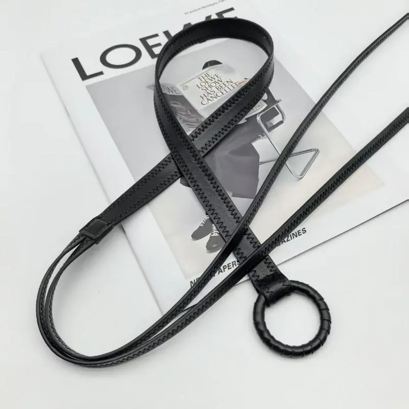 No-hole Knotted Belt Vintage PU Leather Waistband Solid Color Vintage Decorative Belts Thin Dress Girdle