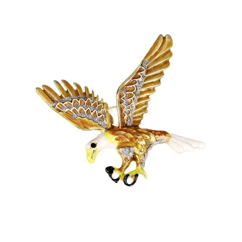 New Fashion Rhinestone Enamel Bird Brooch Cute Ainmal Hummingbird Eagle Brooches Scarf Dress Coat Lapel Pins Suit Badges Jewelry