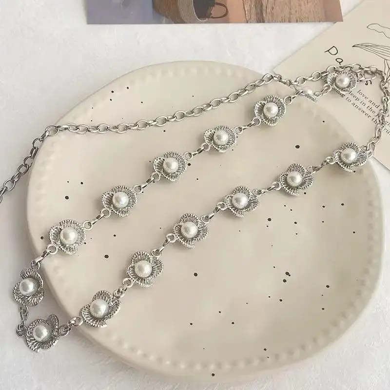Timeless Mock Pearl Blossom Belt Ladies Bohemian Fashion Iron Waist Chain Dress Jeans Embellishment Pendant Gift