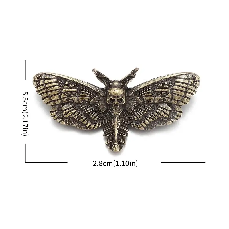 Retro Goth Death Skull Moth Brooch For Men And Women Fashion Butterfly Insect Personalized Hip Hop Rock Jewelry