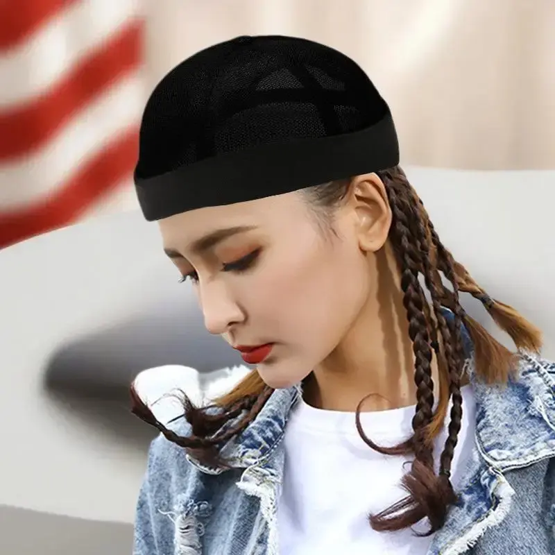 Unisex Mesh Brimless Skullcap Hip Hop Sailor Summer Cap With Rolled Cuff Breathable Beanie Hat For Men Women