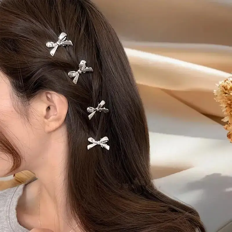 6 Pieces Of Women's New Golden Bow Mini Hairpins, Sweet And Cool Girl Bangs Hairpins And Hair Accessories