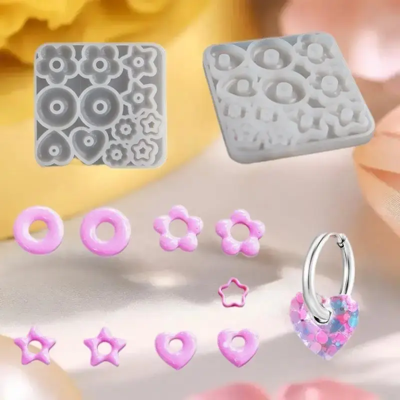 Versatile Pendant Silicone Molds in Heart, Star, Flower Shapes for Resin Jewelry Making