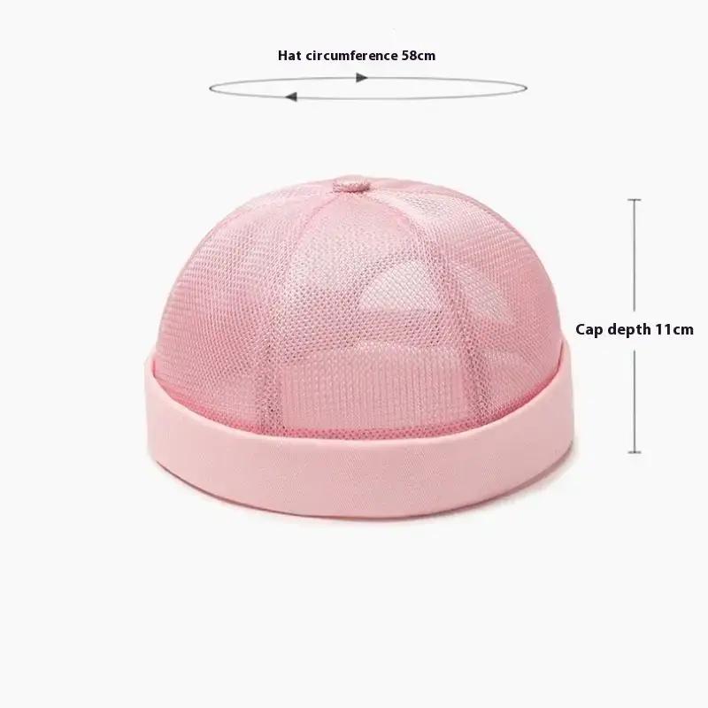 Unisex Mesh Brimless Skullcap Hip Hop Sailor Summer Cap With Rolled Cuff Breathable Beanie Hat For Men Women
