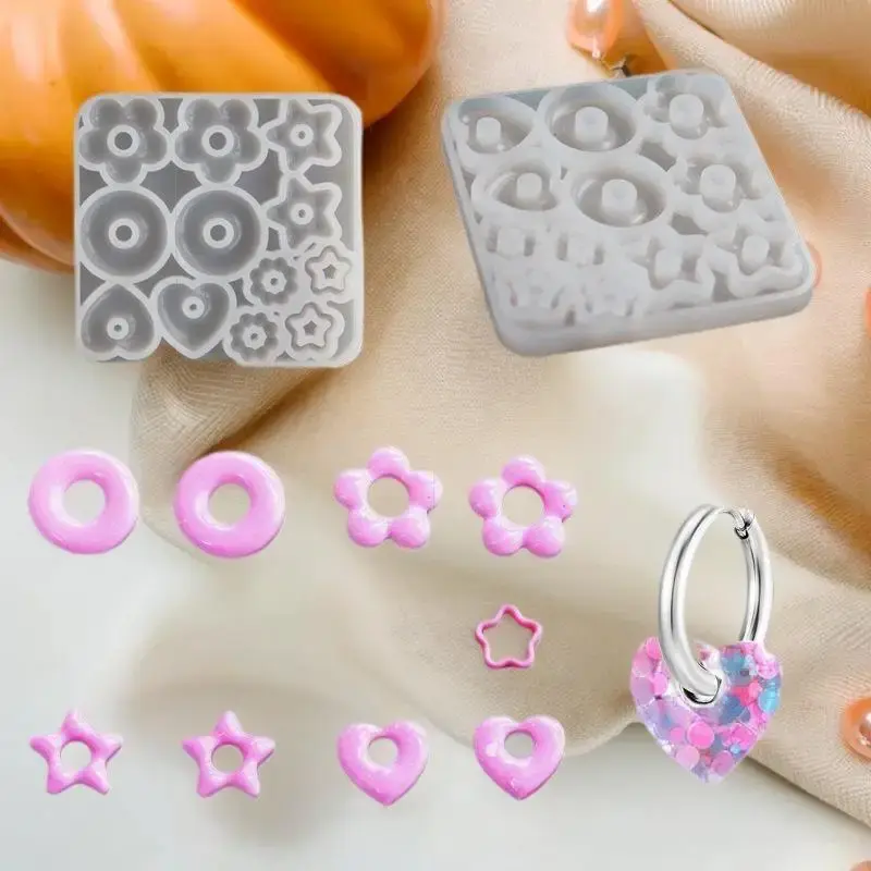 Versatile Pendant Silicone Molds in Heart, Star, Flower Shapes for Resin Jewelry Making