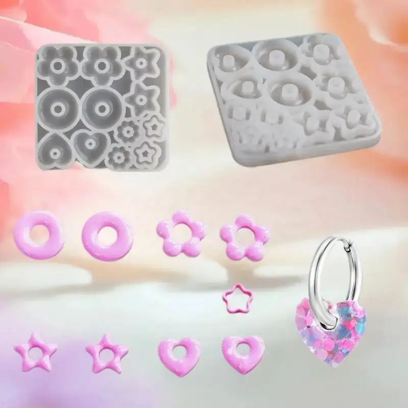Versatile Pendant Silicone Molds in Heart, Star, Flower Shapes for Resin Jewelry Making