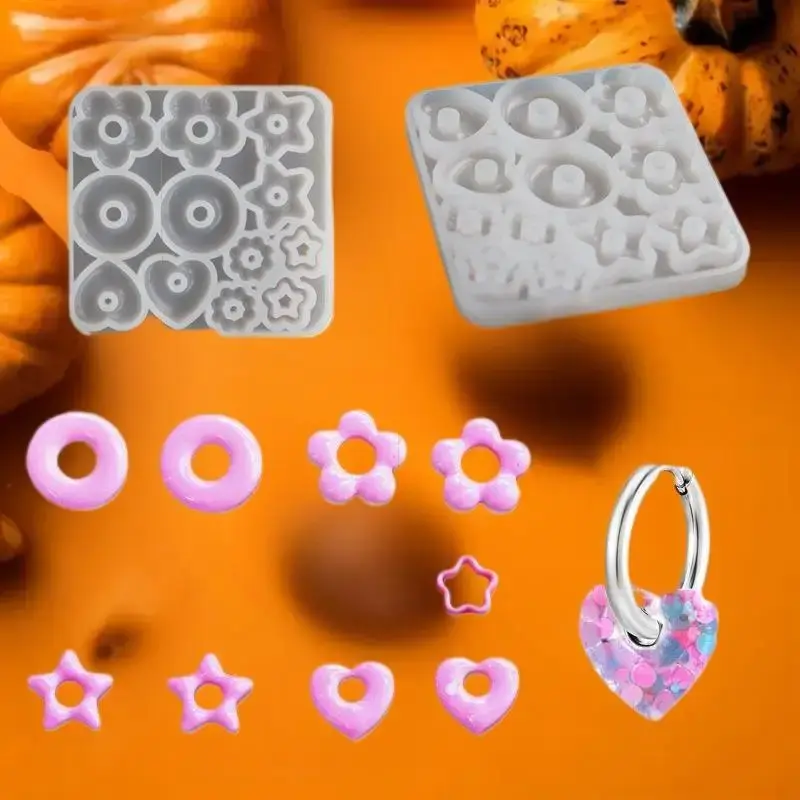 Versatile Pendant Silicone Molds in Heart, Star, Flower Shapes for Resin Jewelry Making