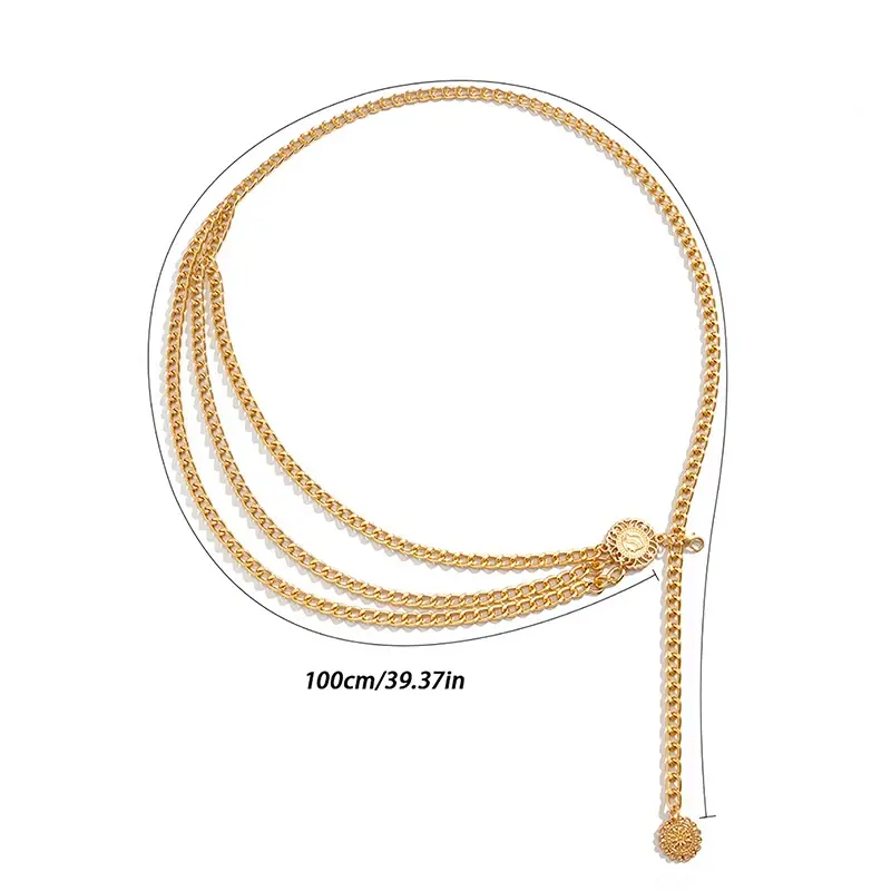 Modish 2023 High Waist Metallic Belt for Women: Multi-Layer Chains with Tassel in Gold or Silver