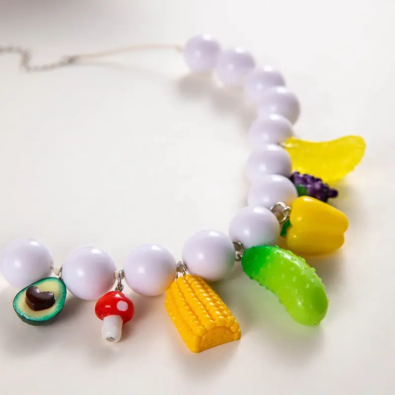 Handmade Bohemian Charm Handmade Bohemian Charm Beaded Avocado Necklace Beach Chic Fake Cute Corn Necklace