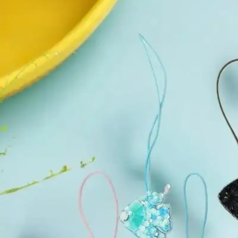DIY Hand-Beaded Butterfly Leaf Fish Patch Hanging Ornaments Clothing Bag Pendant