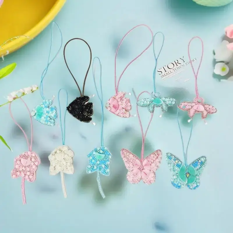 DIY Hand-Beaded Butterfly Leaf Fish Patch Hanging Ornaments Clothing Bag Pendant
