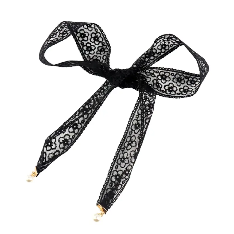 Korean Style Pearl Pendant Lace Knot Belt, Perfect Long Ribbon Scarf Detail for Skirts & Jackets