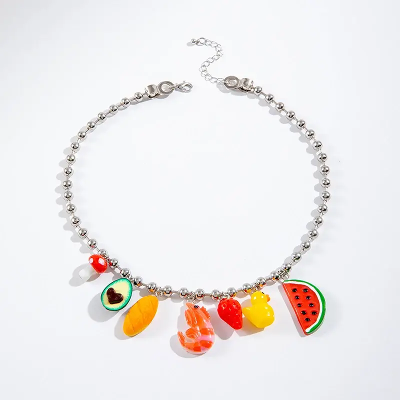 Handmade Bohemian Charm Handmade Bohemian Charm Beaded Avocado Necklace Beach Chic Fake Cute Corn Necklace
