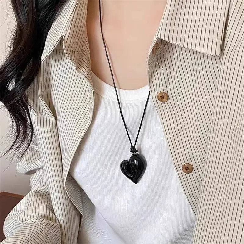 Irregular Heart Pendant Sweater Chain, Stylish Adjustable Necklace For Women Girls Fashion Jewelry Gifts