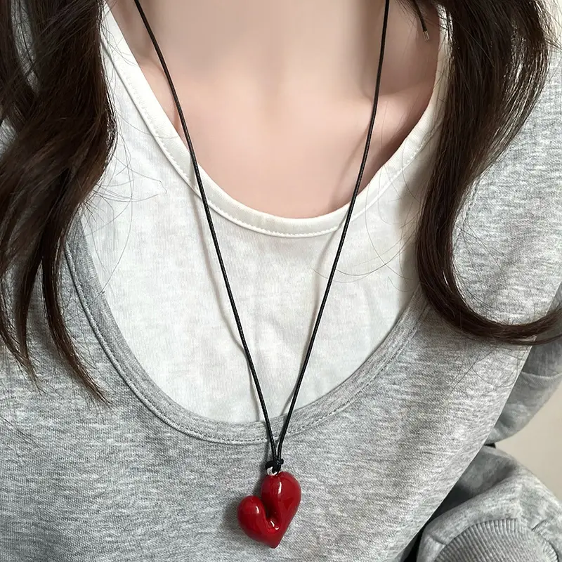 Irregular Heart Pendant Sweater Chain, Stylish Adjustable Necklace For Women Girls Fashion Jewelry Gifts