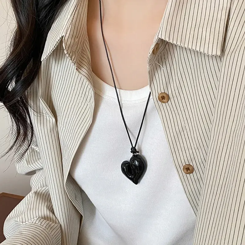 Irregular Heart Pendant Sweater Chain, Stylish Adjustable Necklace For Women Girls Fashion Jewelry Gifts