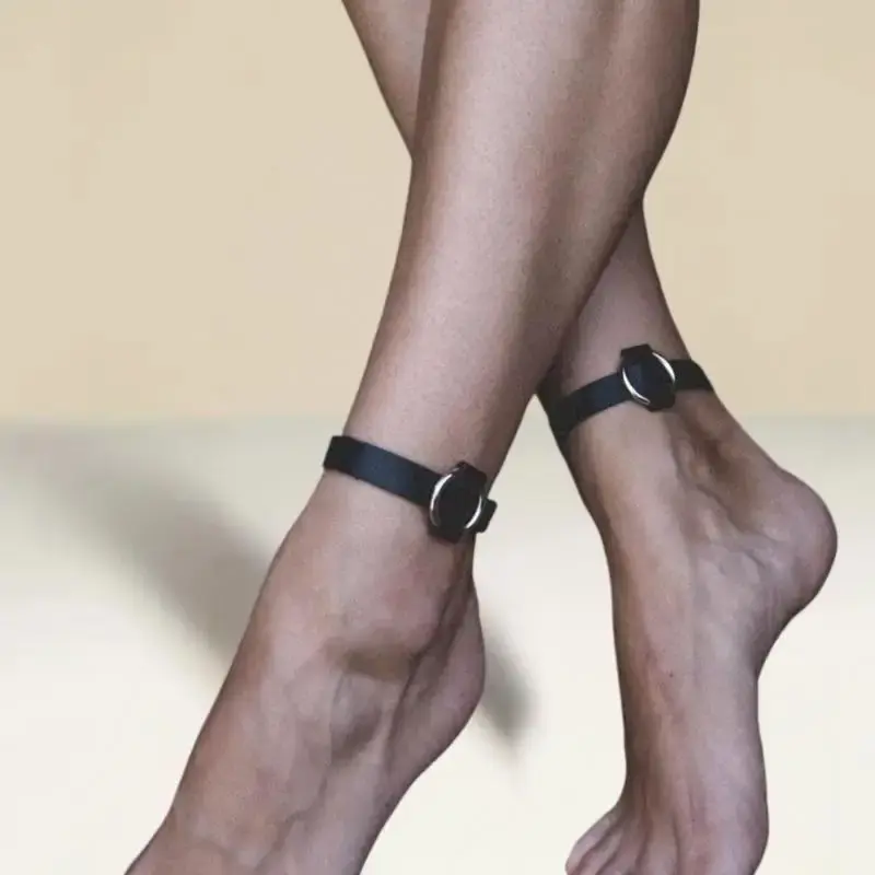 Unique YK2 Ankle Belt Set; Black Leather Punk-Inspired Anklet Chain; Women's Foot Decor Accessories; Fabulous Jewelry Gifts