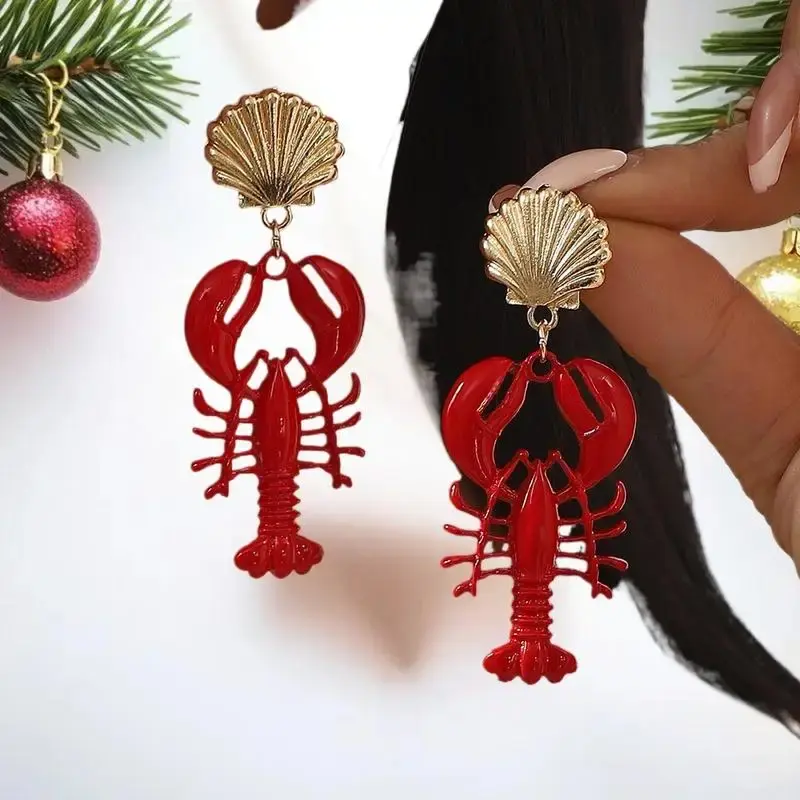Simple and Chic 2025 Lobster Pendant Necklace - Crystal Beaded and Enamel Handmade Accessory for Women