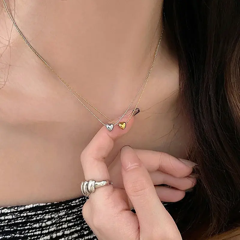 Dainty Clavicle Necklaces for Ladies; Petite Heart LOVE Jewelry