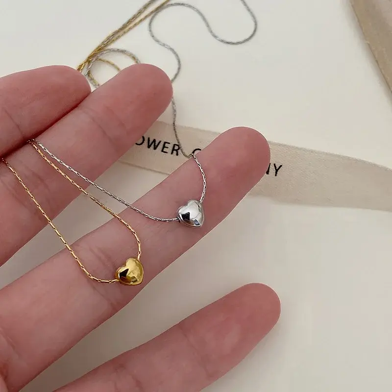 Dainty Clavicle Necklaces for Ladies; Petite Heart LOVE Jewelry