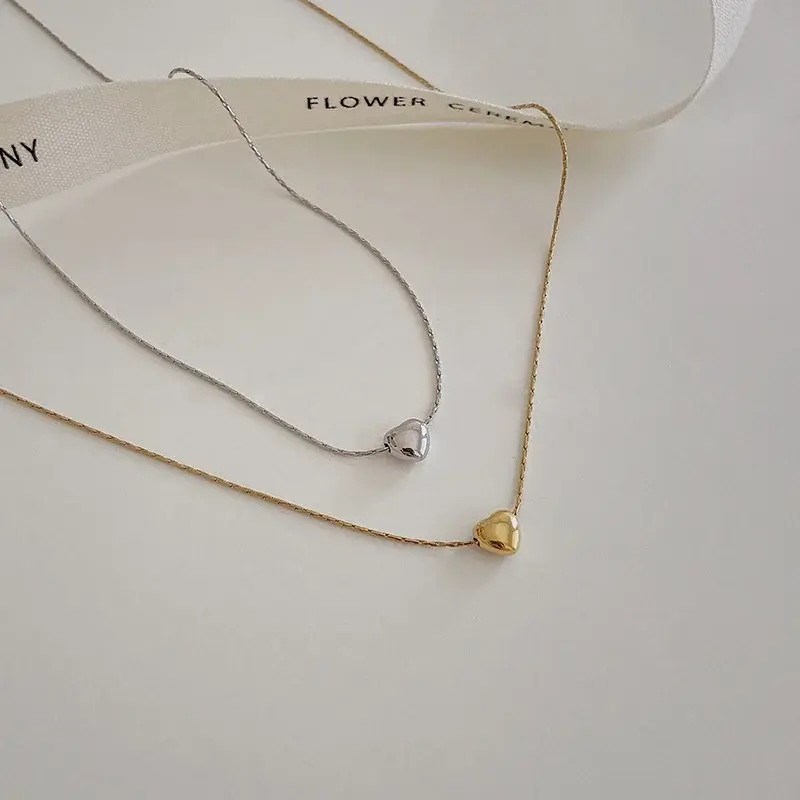 Dainty Clavicle Necklaces for Ladies; Petite Heart LOVE Jewelry