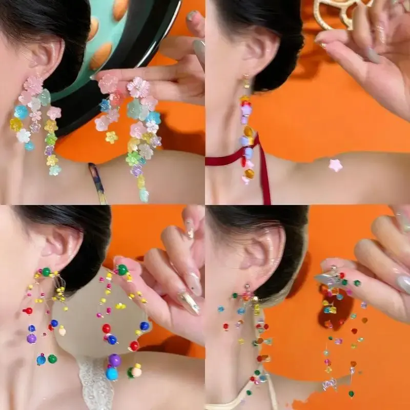 Uniquely Designed Dopamine Dangle Earrings; Colorful Summer Fashion for Women