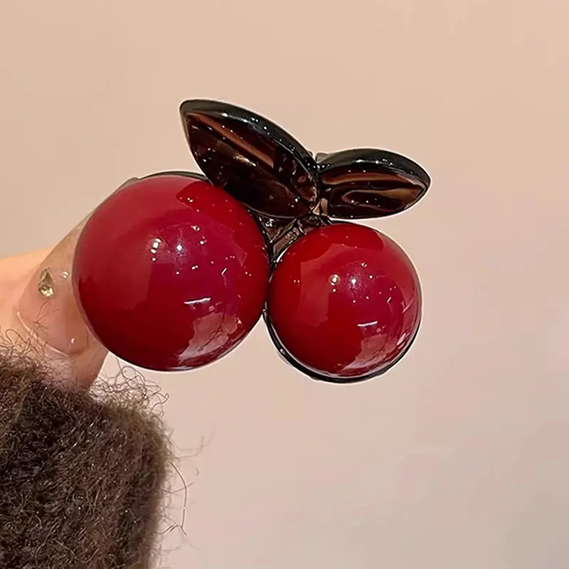 Fashion Exquisite Red Mini Cherry Hair Claw For Women Girls Sweet Versatile Hair Clip Cute Cartoon Hair Accessories Gifts