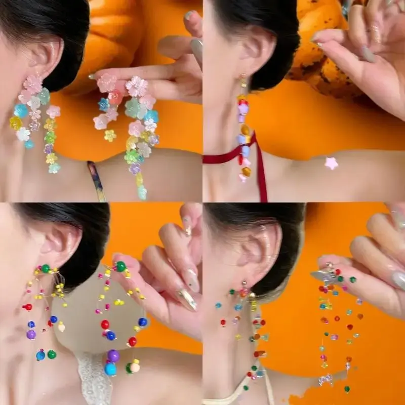 Uniquely Designed Dopamine Dangle Earrings; Colorful Summer Fashion for Women