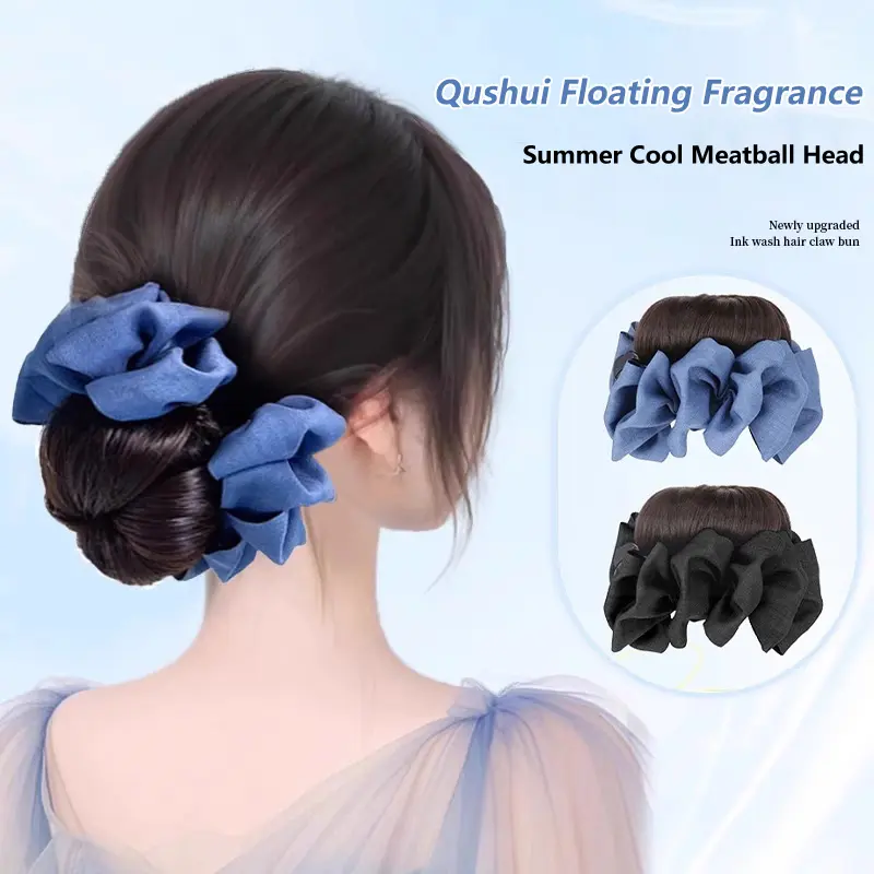 Luxurious Fluffy Synthetic Wig Bun with Claw Clip and Hair Band; Natural Brown Black Hair Accessory