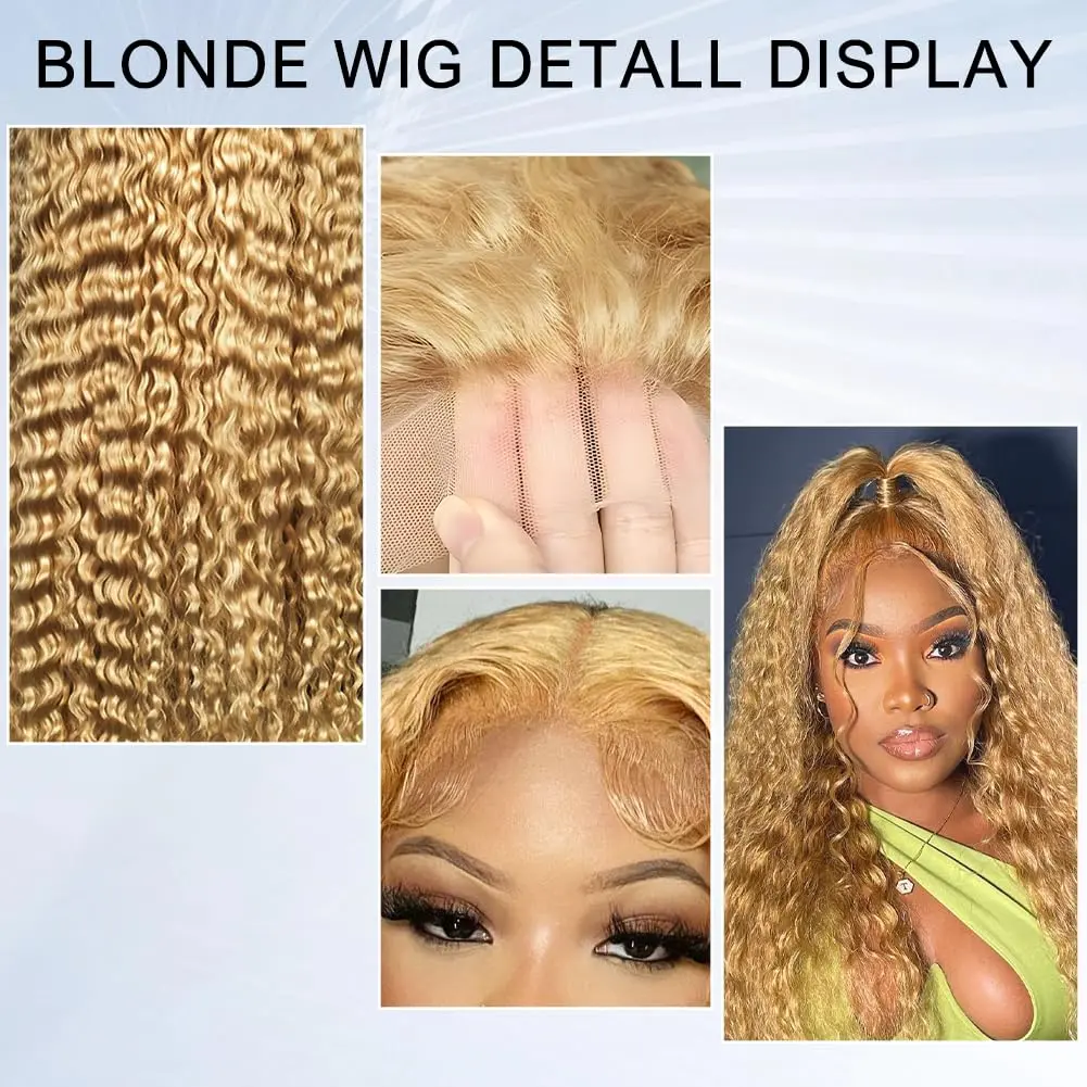 200% Density Lace Front Wig Human Hair 13X6 27 Deep Wave Honey Blonde HD Lace Frontal Curly Wigs For Women Human Hair Wig sale