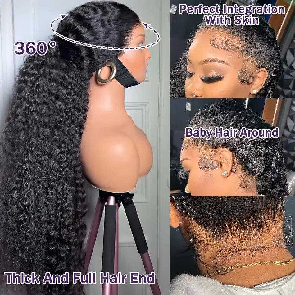 SoGreat 360 Hd Full Lace Wig Human Hair Glueless Wig Pre Cut Lace 200 Density Deep Curly 360 Lace Front Wig Preplucked For Women