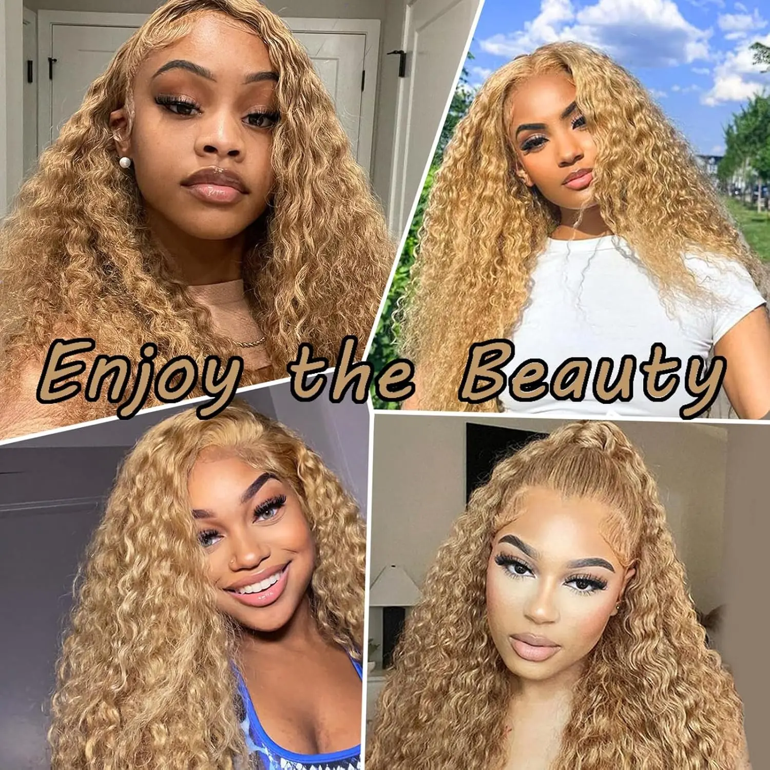 200% Density Lace Front Wig Human Hair 13X6 27 Deep Wave Honey Blonde HD Lace Frontal Curly Wigs For Women Human Hair Wig sale