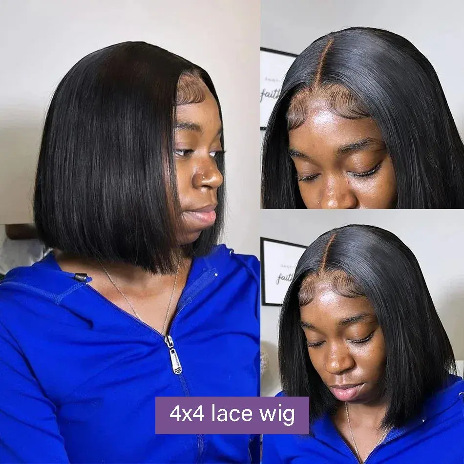 Bone straight brazilian 4x4 Closure lace front wig for women Glueless preplucked 5x5 lace frontal wig human hair cheap on sale