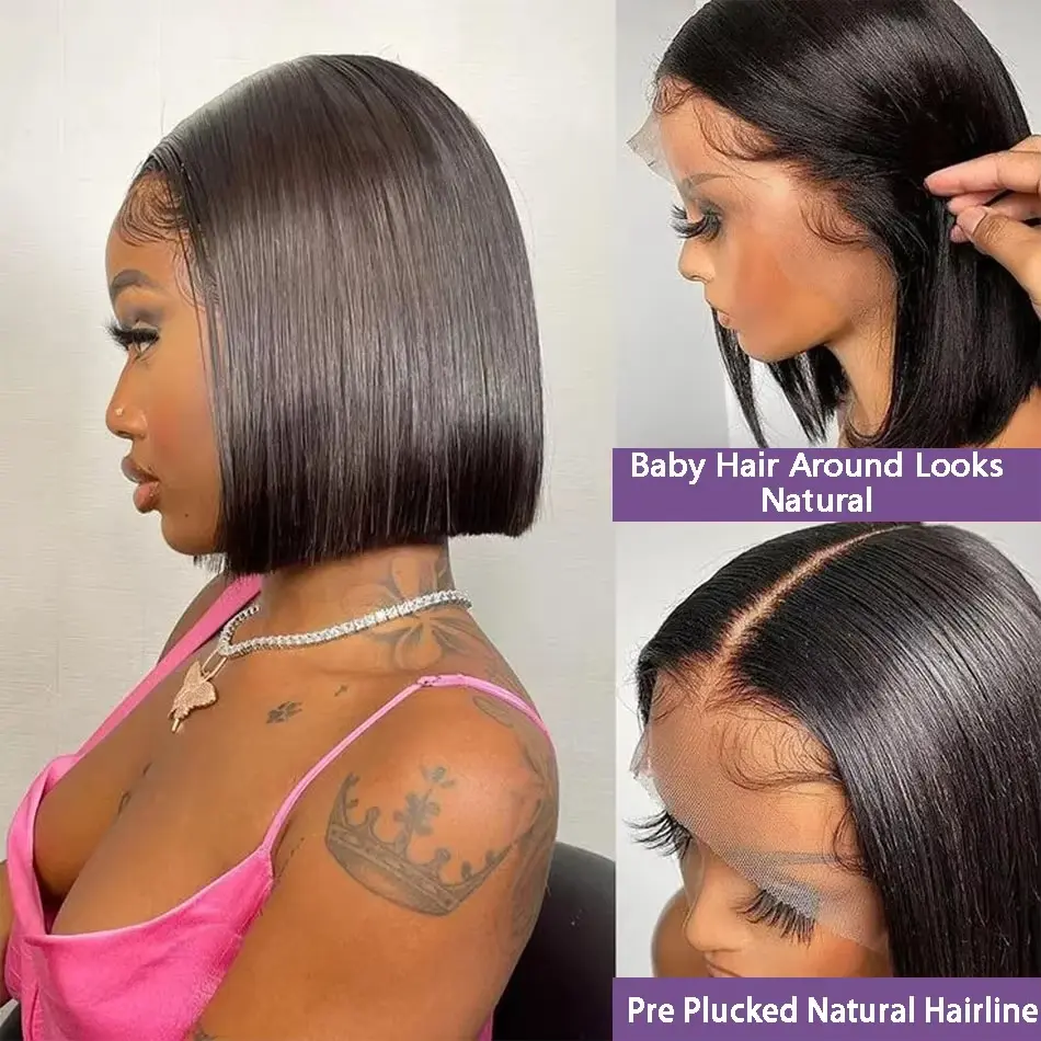Bone straight brazilian 4x4 Closure lace front wig for women Glueless preplucked 5x5 lace frontal wig human hair cheap on sale