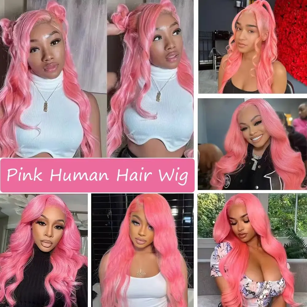 30 Inch Lace Front Human Hair Wigs Light Pink 13X4 hd Lace Frontal Wigs Body Wave 200 Density Human Hair Wig for Women Choice
